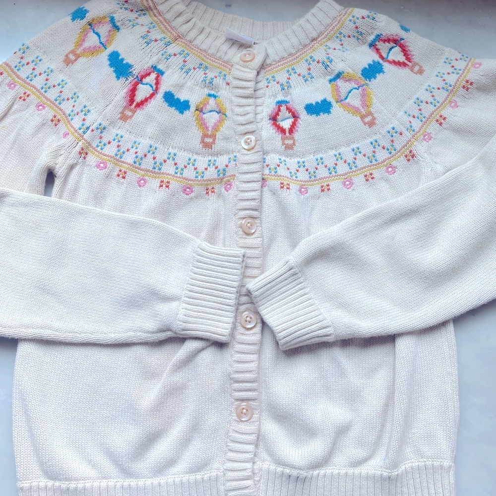 Hanna Andersen Knit Cotton Sweater. Size 12. Hot air balloon motif.